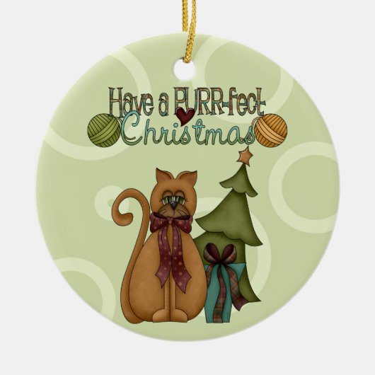 Gesponnen-effect kat kerst ornament (Voorkant)