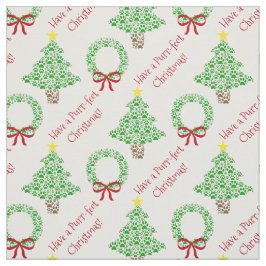 Gesponnen-effect Kerst Fun Paw Print Bomen & Krans Stof