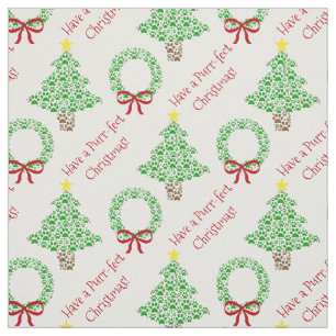 Gesponnen-effect Kerst Fun Paw Print Bomen & Krans Stof