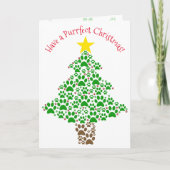 Gesponnen-effect Kerst Fun Paw Print Tree Cat Love Feestdagen Kaart (Voorkant)