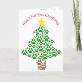 Gesponnen-effect Kerst Fun Paw Print Tree Cat Love Feestdagen Kaart