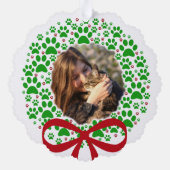 Gesponnen-effect Kerst Fun Paw Prints Kat Foto Ornament Kaart (Achterkant)