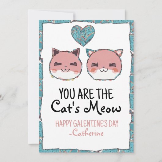 Gesponnen-effect Love Cat's Meow Galentine's Day Feestdagenkaart (Voorkant)