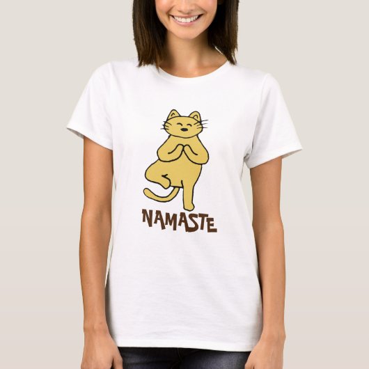 Gesponnen-effect 'Namaste Cat Mom' T-shirt; Funny  T-shirt (Voorkant)