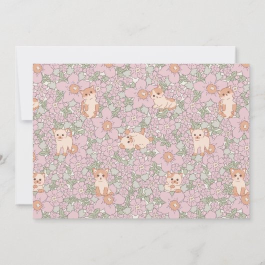 Gesponnen-effect Party Cats Floral 1e Verjaardagsf Kaart (Achterkant)