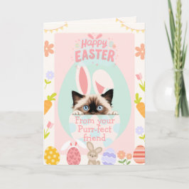  Gesponnen-effect Ragdoll Cat Bunny Easter Kaart