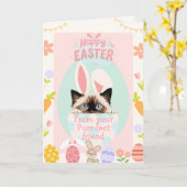 Gesponnen-effect Ragdoll Cat Bunny Easter Kaart (Gele Bloem)