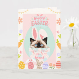  Gesponnen-effect Ragdoll Cat Bunny Easter Kaart