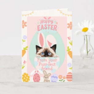  Gesponnen-effect Ragdoll Cat Bunny Easter Kaart