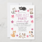 Gesponnen-effect Schattige Cats Bloemen Meisje 1e Kaart (Voorkant)