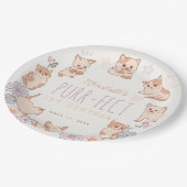Gesponnen-effect Schattige Cats Bloemen Meisje 1e  Papieren Bordje (Gekanteld)