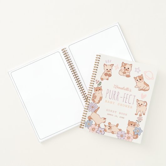 Gesponnen-effect Schattige Cats Floral Baby shower Notitieboek (Binnen)