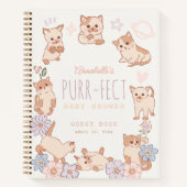 Gesponnen-effect Schattige Cats Floral Baby shower Notitieboek (Voorkant)