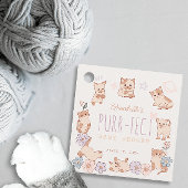 Gesponnen-effect Schattige Cats Floral Meisje Baby Bedankjes Labels