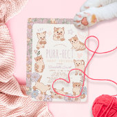Gesponnen-effect Schattige Cats Floral Meisje Baby Kaart