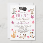 Gesponnen-effect Schattige Cats Floral Meisje Baby Kaart (Voorkant)