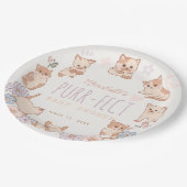 Gesponnen-effect Schattige Cats Floral Meisje Baby Papieren Bordje (Gekanteld)