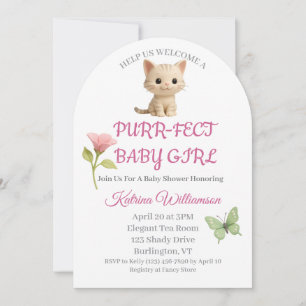 Gesponnen-fect Baby Girl Kitten Baby shower Kaart
