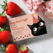 Gesponnen-fect Black Cat Pink Kinder Verjaardagsfe Kaart