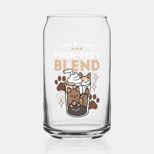 Gesponnen-fect Blend: Koffieontwerp voor Kat & Kof Blikvorm Glas (Voorkant)