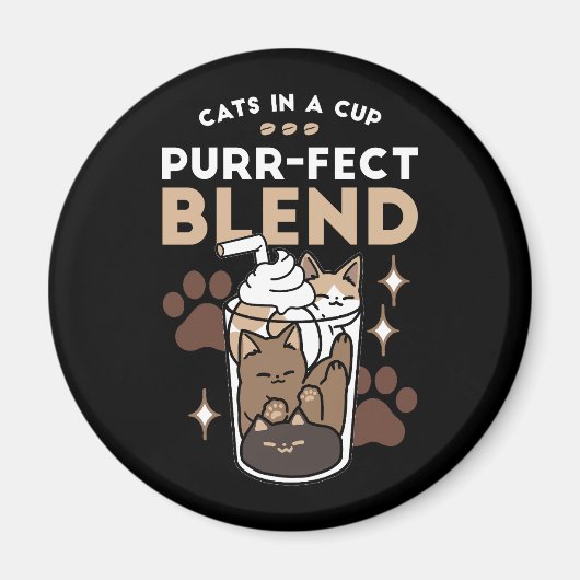 Gesponnen-fect Blend: Koffieontwerp voor Kat & Kof Magneet (Voorkant)