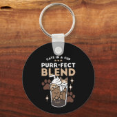 Gesponnen-fect Blend: Koffieontwerp voor Kat & Kof Sleutelhanger (Voorkant)