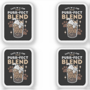 Gesponnen-fect Blend: Koffieontwerp voor Kat & Kof Sticker