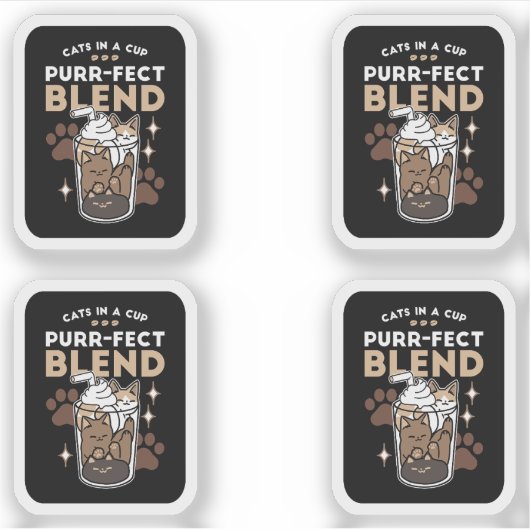 Gesponnen-fect Blend: Koffieontwerp voor Kat & Kof Sticker (Voorkant)