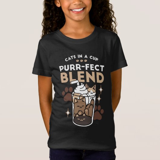 Gesponnen-fect Blend: Koffieontwerp voor Kat & Kof T-shirt (Voorkant)