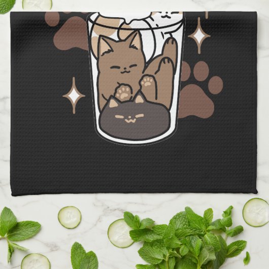 Gesponnen-fect Blend: Koffieontwerp voor Kat & Kof Theedoek (Gevouwen)