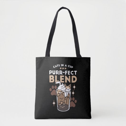 Gesponnen-fect Blend: Koffieontwerp voor Kat & Kof Tote Bag (Voorkant)