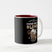 Gesponnen-fect Blend: Koffieontwerp voor Kat & Kof Tweekleurige Koffiemok (Voorkant rechts)