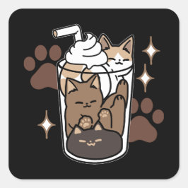 Gesponnen-fect Blend: Koffieontwerp voor Kat & Kof Vierkante Sticker
