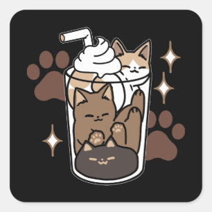 Gesponnen-fect Blend: Koffieontwerp voor Kat & Kof Vierkante Sticker