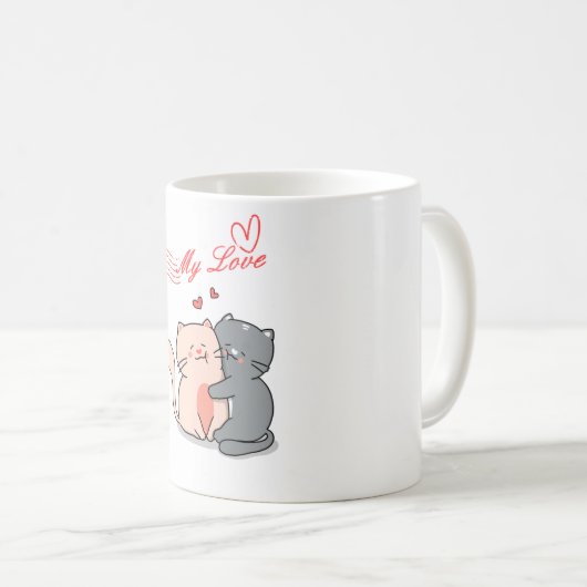 Gesponnen-fect Liefde: Kat-Themd Koffie Mok (Voorkant rechts)