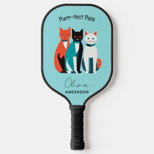 Gesponnen-fect Pals Gepersonaliseerde Cat Lover's Pickleball Paddle (Voorkant)