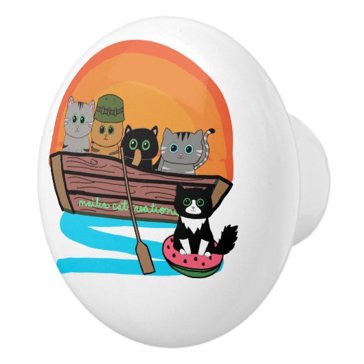 Gesponnen-fect-rivierboot Keramische Knop (Rechts)