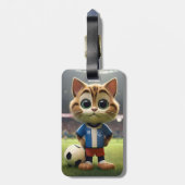 Gesponnen-fect Striker: De 3D Voetbalkat Bagagelabel (Achterkant verticaal)