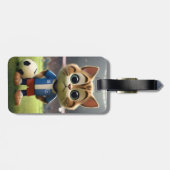 Gesponnen-fect Striker: De 3D Voetbalkat Bagagelabel (Achterkant horizontaal)