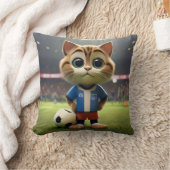Gesponnen-fect Striker: De 3D Voetbalkat Kussen (Deken)