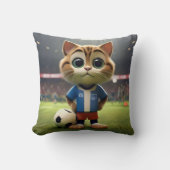 Gesponnen-fect Striker: De 3D Voetbalkat Kussen (Voorkant)