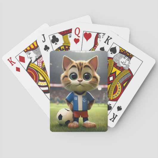 Gesponnen-fect Striker: De 3D Voetbalkat Pokerkaarten (Achterkant)