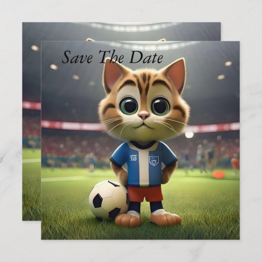 Gesponnen-fect Striker: De 3D Voetbalkat Save The Date (Voorkant / Achterkant)