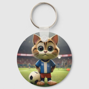 Gesponnen-fect Striker: De 3D Voetbalkat Sleutelhanger