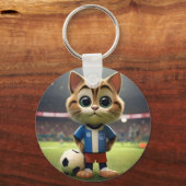 Gesponnen-fect Striker: De 3D Voetbalkat Sleutelhanger (Voorkant)