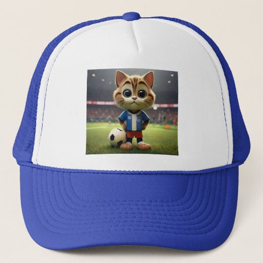 Gesponnen-fect Striker: De 3D Voetbalkat Trucker Pet (Voorkant)