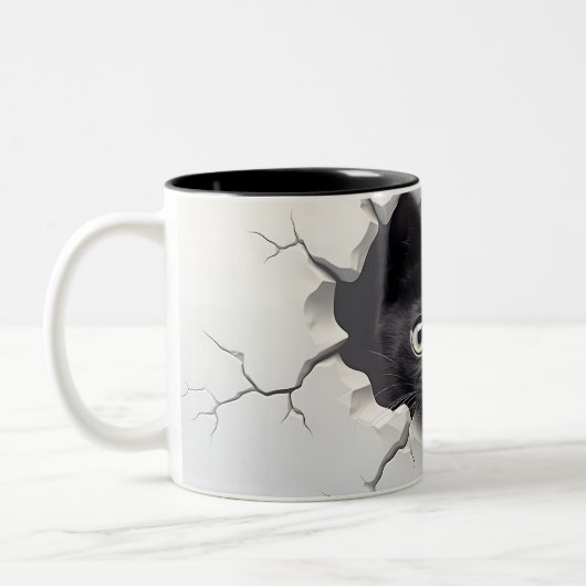 Gesponnen-fectgeschenk voor kattenliefhebbers tweekleurige koffiemok (Links)