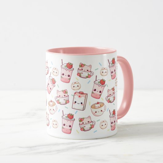 Gesponnen-fectly Brewed: Kawaii Cat Coffee Mok (Voorkant rechts)