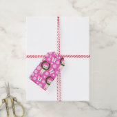 Gesponnen-fectly Feestelijk: Roze Kat Wijnzak Cadeaulabel (Met Touw)