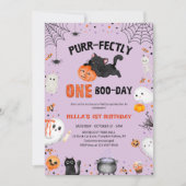 Gesponnen-fectly One Boo-day Cat Halloween 1st Bir Kaart (Voorkant)